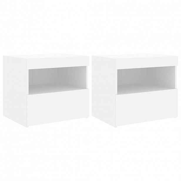 vidaXL Noční stolky s LED osvětlením 2 ks bílé 50 x 40 x 45 cm
