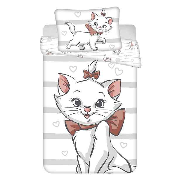Bílé bavlněné dětské povlečení do postýlky 100x135 cm Marie Cat "Bow" – Jerry Fabrics
