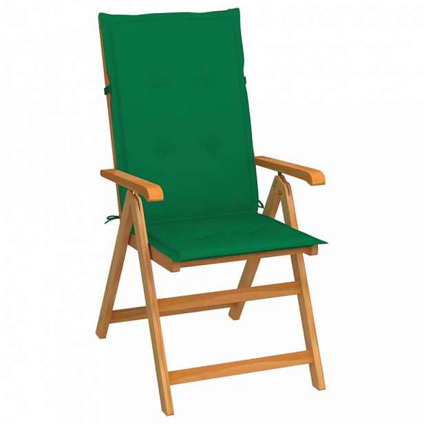 Skládací zahradní židle s poduškami teak / látka Tmavě zelená