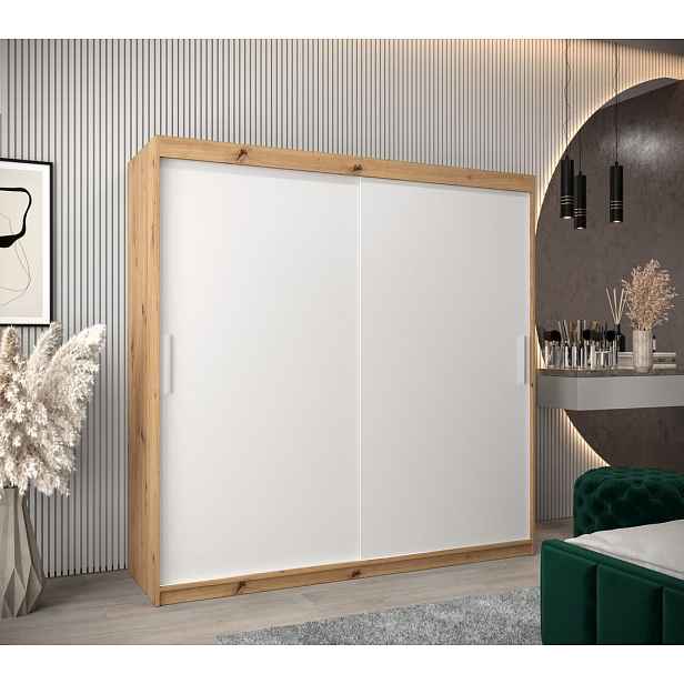 Skříň s posuvnými dveřmi v šířce 200 cm TIMEA - dub artisan / bílá