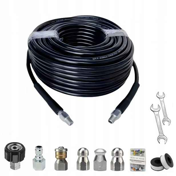 Hadice na čištění kanalizačních trubek 15 m, konektor M22 1/4 ", 4 trysky