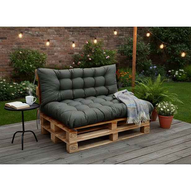 Paletové prošívané sezení PIETRO SET - sedák 120x80 cm, opěrka 120x40 cm, color 02A antracit, Mybesthome mall VO