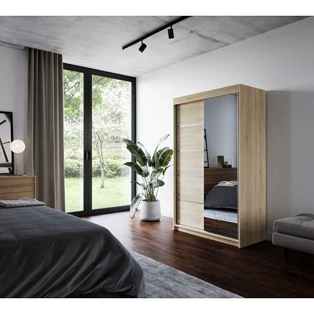 Šatní skříň se zrcadlem 120 cm EABRIS - dub sonoma