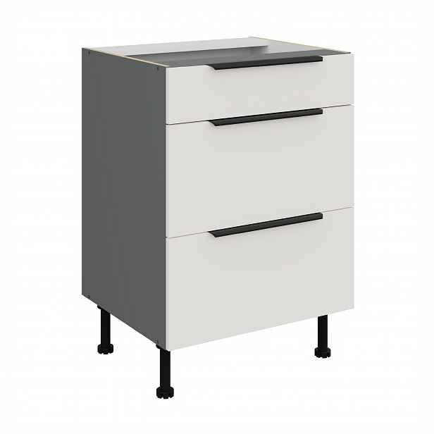 Spodní skříňka Aria ANT 60 D 3S BB - Premium Box Barva korpusu: Antracit, Barva dvířek: WH - Crystal white AFM