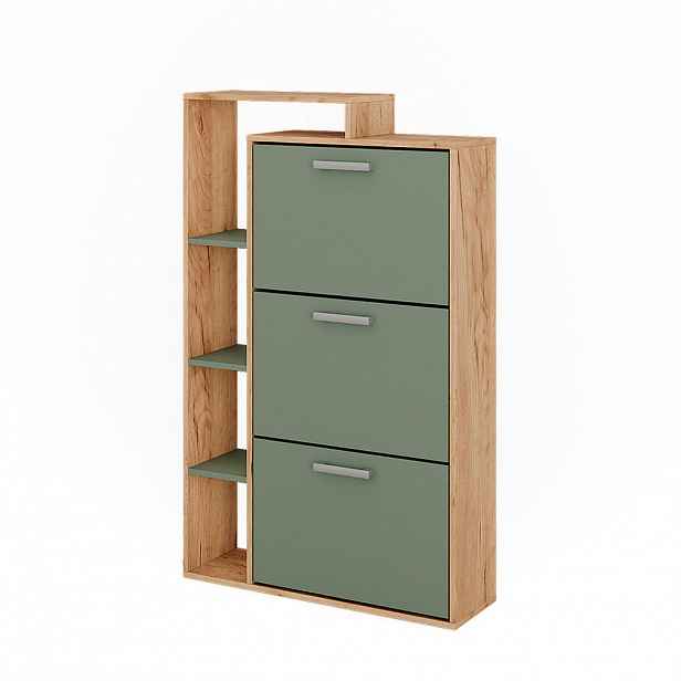 Vicco VÝKLOPNÍK NA BOTY Orlando Dub Goldkraft/zelená 80 x 128.3 cm se 3 přihrádkami