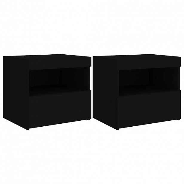 vidaXL Noční stolky s LED osvětlením 2 ks černé 50 x 40 x 45 cm