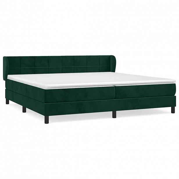 vidaXL Box spring postel s matrací tmavě zelená 200x200 cm samet