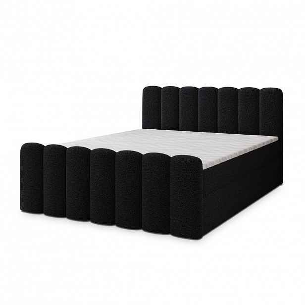 MASSENO AMERICKÁ POSTEL CELLA 160x200 cm, s matrací a úložným prostorem, černá