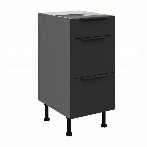 Spodní skříňka Aria ANT 40 D 3S BB - Premium Box Barva korpusu: Antracit, Barva dvířek: BL - Black AFM