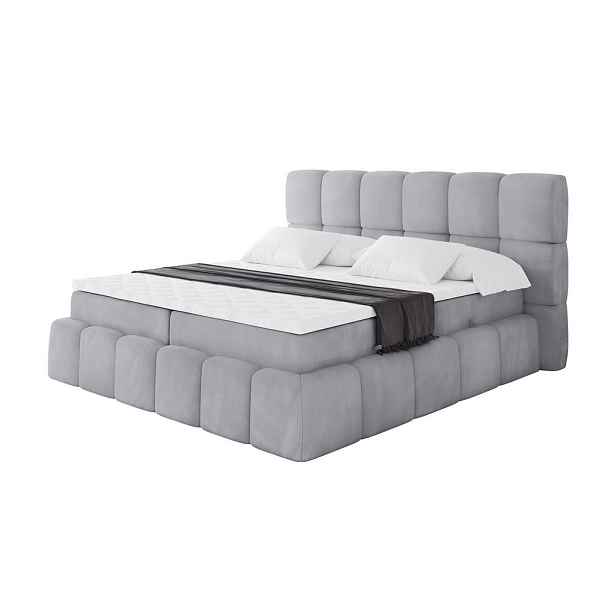ALTDECOR KONTINENTÁLNÍ POSTEL s matrací H3 - AURI - 200x200 cm Šedá