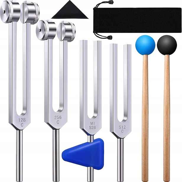 4 balení kamerton sada (128 Hz, 256 Hz, 512 Hz, 528 Hz)