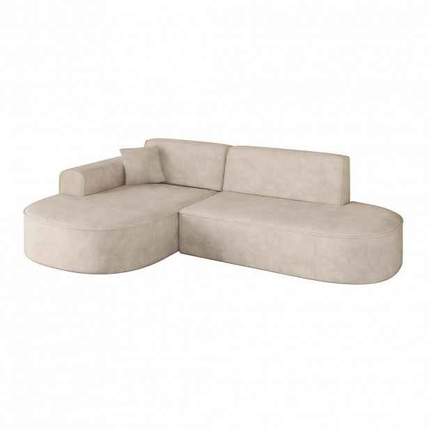ALTDECOR ROHOVÁ SEDACÍ SOUPRAVA s otomanem vlevo MARI-L1 – 243 x 171 x 79 cm, béžový velur