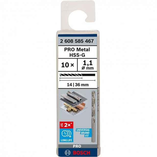 Bosch - Sada vrtáků do kovu, 1,1x36 mm, 10 ks 2608585467