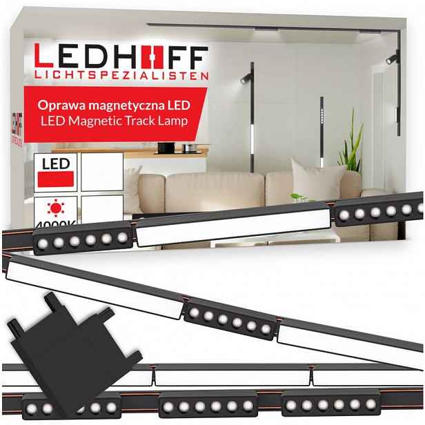 Magnetické kolejnicové osvětlení Lišta kolejnice 2x1m 6x Spot Led lineární lampa
