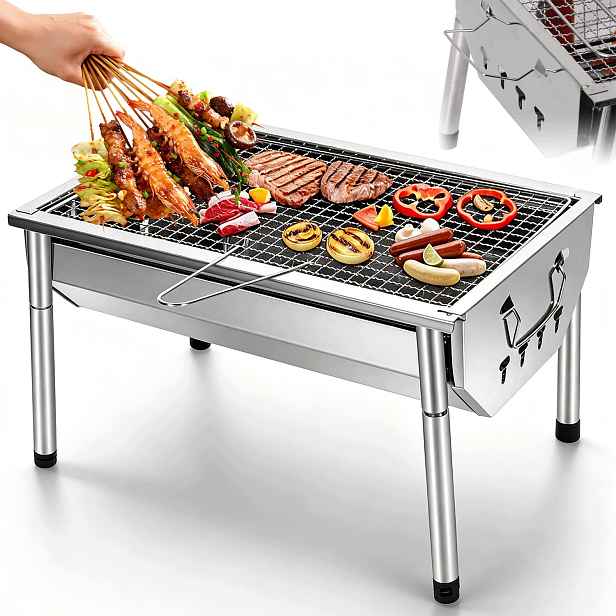 Přenosný Turistický Gril Na Uhlí, Skládací Kempingový Kufr Bbq