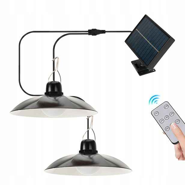 Solární Lampa Venkovní závěsná 2x Zyrondol s panelem na kabelu 3 m dálkovým ovládáním