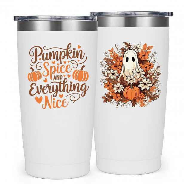 Termohrnek 600 ML S Brčkem Ocelový Halloween Cestovní Dýně