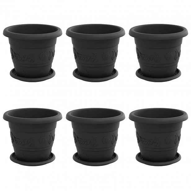 vidaXL Květináče 6 ks Černá Ø 22 x 18 cm Plast