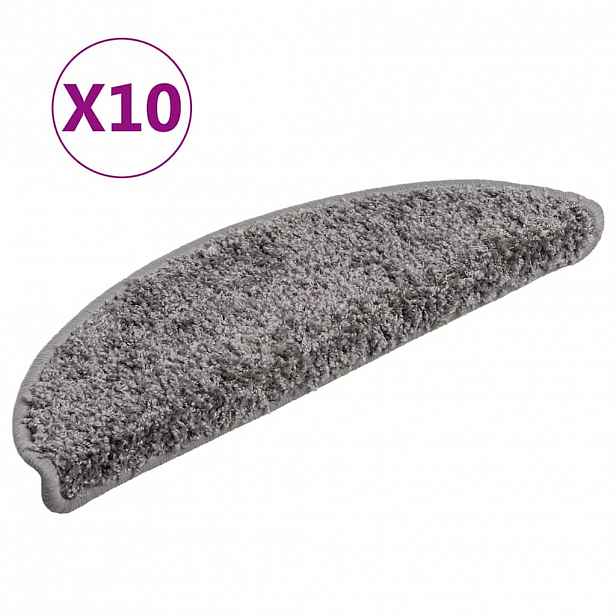 vidaXL Schodové rohože 10 ks 56 x 17 x 3 cm šedé, půlkulaté