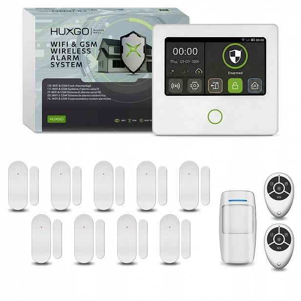 Bezdrátový alarm WiFi Gsm 4G s aplikací Tuya, Huxgo HXA502 4G W