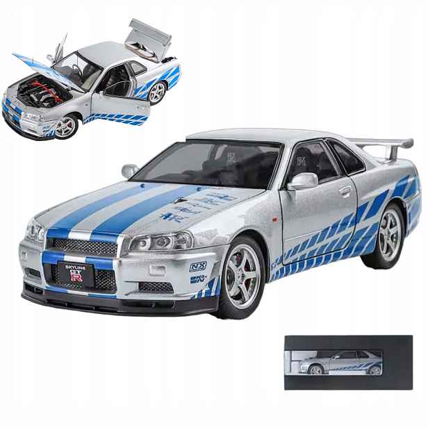 Model Auta, obal Nissan Skyline Gtr R34, měřítko 1:24, Sběratelský