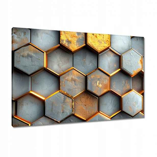 Obrazy 90x60 Zlaté hexagonální dlaždice