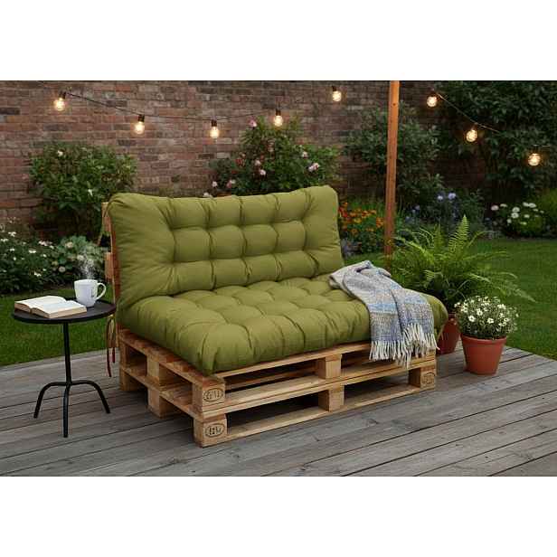 Paletové prošívané sezení PIETRO SET - sedák 120x80 cm, opěrka 120x40 cm, color 19 olivová, Mybesthome mall VO