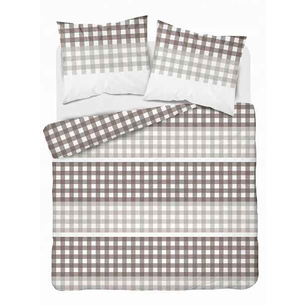 Povlečení saténové 220x200 béžová kostkovaná tkanina Home Satin