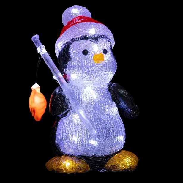 Venkovní Světelná Ozdoba Tučňák Akryl 30 Led Studená Bílá 18X15X25,5 CM
