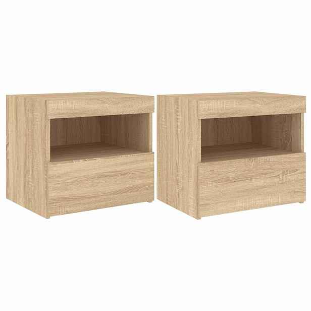 vidaXL Noční stolky s LED osvětlením 2 ks dub sonoma 50 x 40 x 45 cm