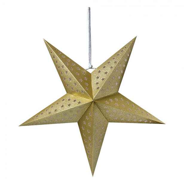 Zlatá závěsná vánoční papírová hvězda L - 60*22*60 cm Clayre & Eef
