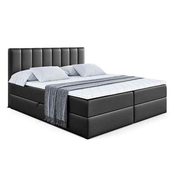 ALTDECOR KONTINENTÁLNÍ POSTEL s matrací H4 - OTTA - 140x200 cm Černá