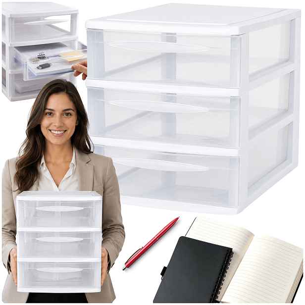 Kancelářská Modulární Skříňka S Organizací Dokumentů, Transparentní, Bílá, A4