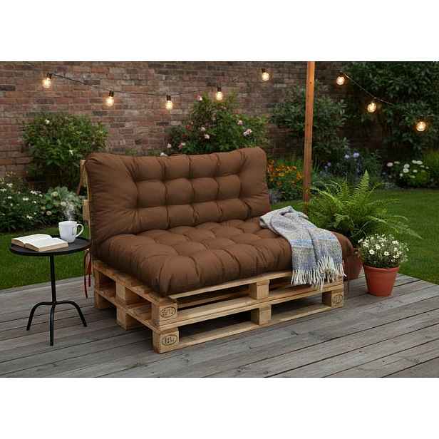 Paletové prošívané sezení PIETRO SET - sedák 120x80 cm, opěrka 120x40 cm, color 22 hnědá, Mybesthome mall VO