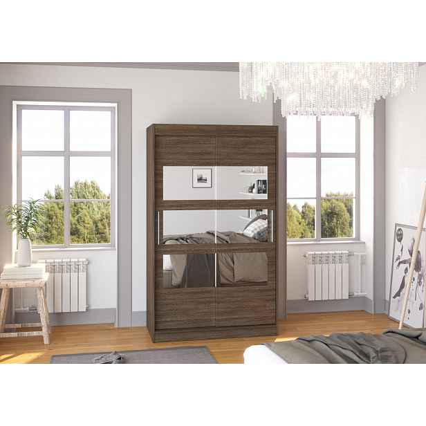 Skříň se zrcadlem 120 cm DADLIA - tmavě hnědá