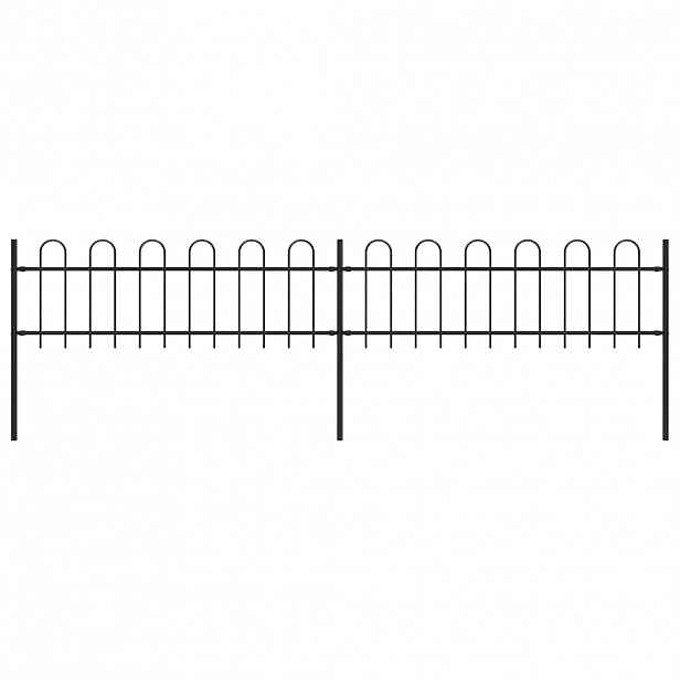 vidaXL Zahradní plot s obloukem nahoře ocelový 337 x 60 cm černý