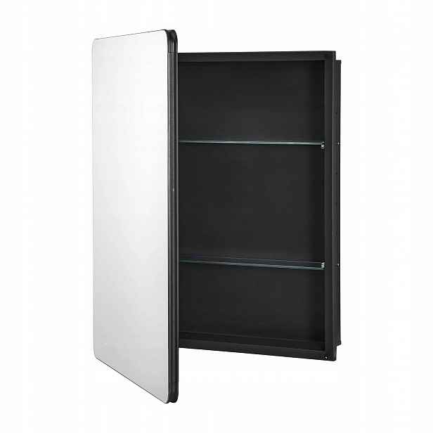Černá koupelnová skříňka premium zrcadlo 610 x 126 x 762 mm, nastavitelné police
