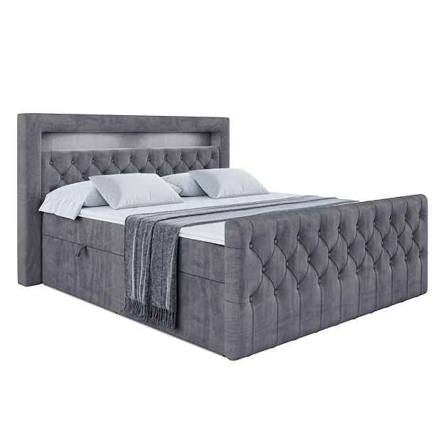 ALTDECOR KONTINENTÁLNÍ POSTEL s matrací H4 - AURORA - 120x200 cm Tmavě šedá