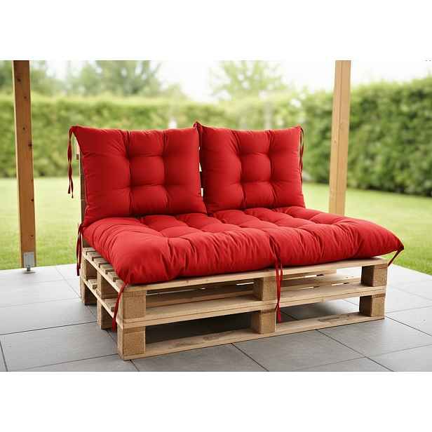 Paletové prošívané sezení MATTEO SET - sedák 120x80 cm, 2x opěrka 60x40 cm, červená color 11, Mybesthome