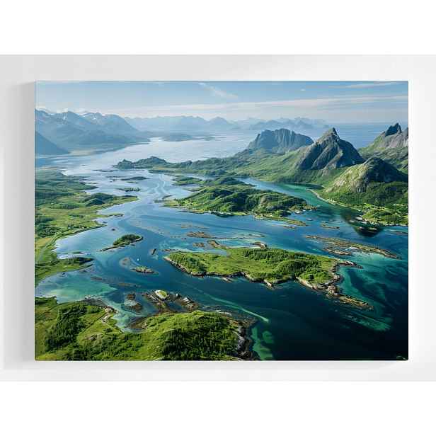 Plakát Norsko Fiordy Hory Moře Panorama Ostrova 100x75