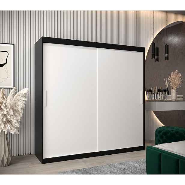 Skříň s posuvnými dveřmi v šířce 200 cm TIMEA - černá / bílá