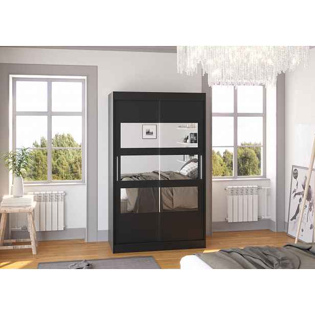 Skříň se zrcadlem 120 cm DADLIA - černá