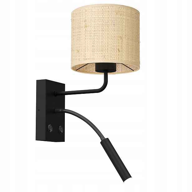 Nástěnné svítidlo Luminex Rattan černé s krémovým stínidlem E27+G9