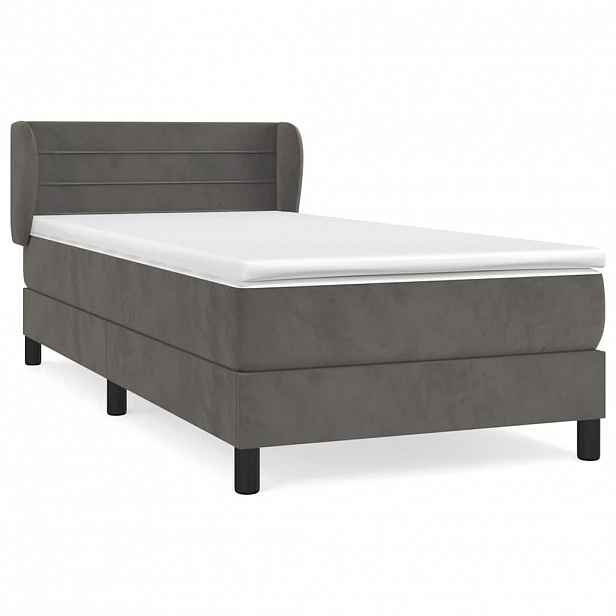 vidaXL Box spring postel s matrací tmavě šedá 80 x 200 cm samet