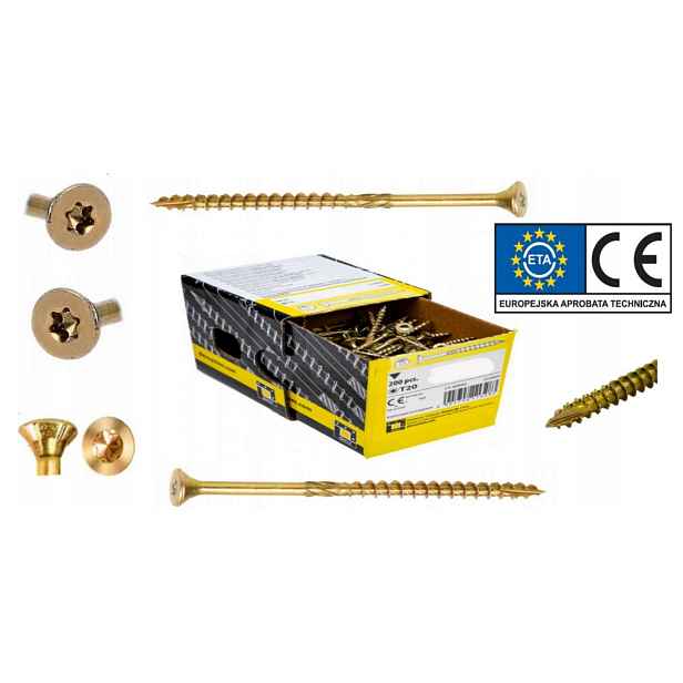Tesařské Vruty Do Dřeva Cs 6x280 Torx Betonová Hlavice Domax 100 Kusů
