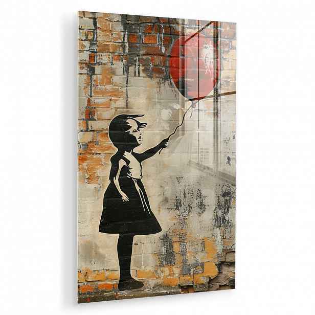 MuchoWow OBRAZ NA AKRYLOVÉM SKLE Graffiti - Banksy - Dívka - Street art 60x90 cm