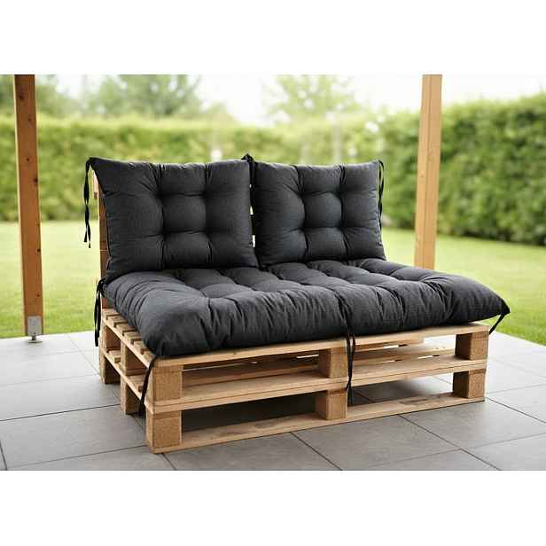 Paletové prošívané sezení MATTEO SET - sedák 120x80 cm, 2x opěrka 60x40 cm, černá color 01, Mybesthome