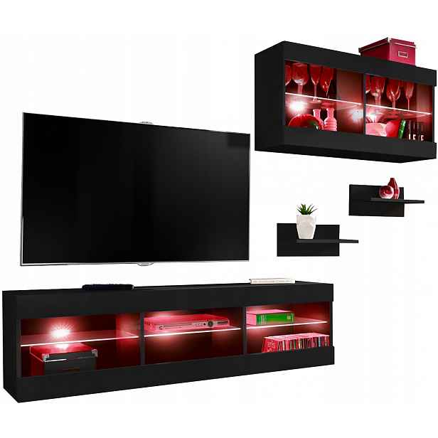 Sada nábytku Rtv Tivoli SET3 Černá/Černá, Rgb Led