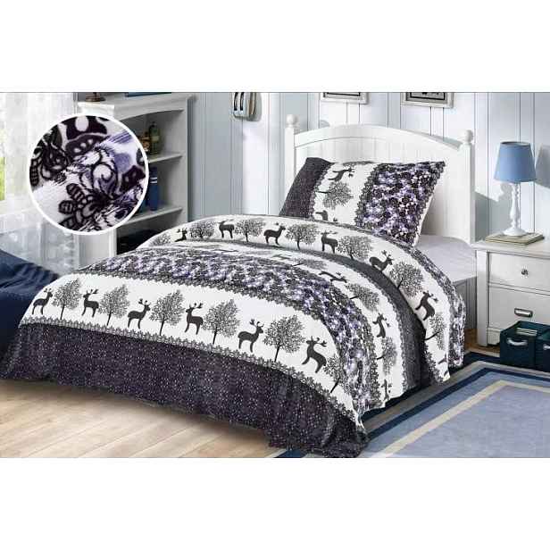 TP Mikroplyšové povlečení Premium 140x200+70x90 Sobíci fialovo-šedí