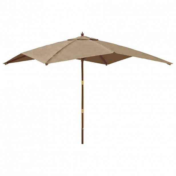 vidaXL Zahradní slunečník s dřevěnou tyčí taupe 300 x 300 x 273 cm